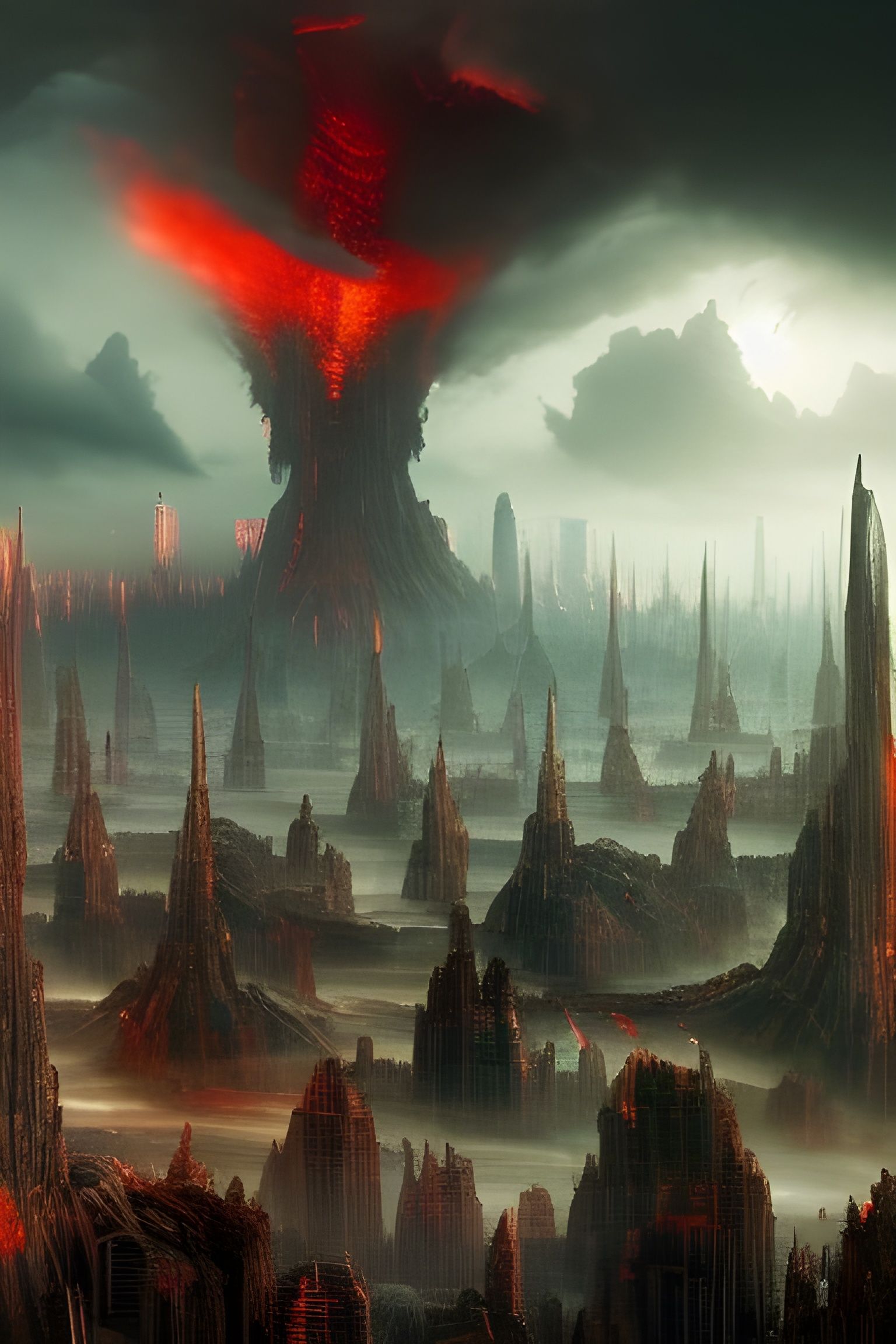 Apocalyptic Sci-Fantasy Scene in Photorealistic Style