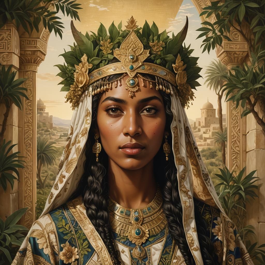 Royal Hebrew Queen in Ancient Judean Landscape