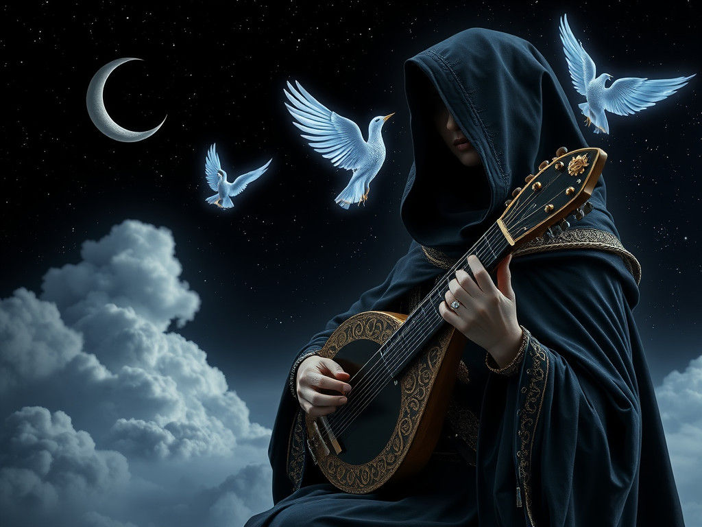 Medieval Maiden's Song Under Starry Sky