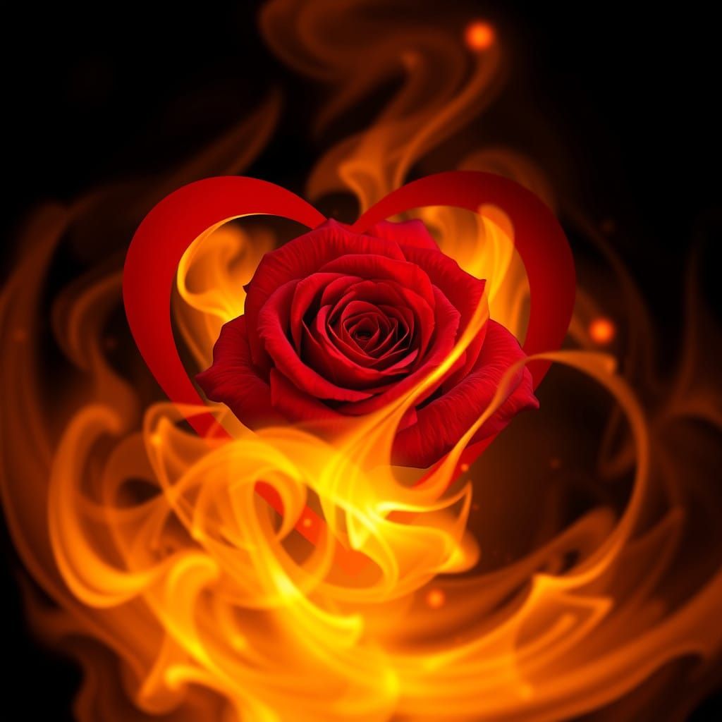 Love's Passionate Flame in Abstract Art