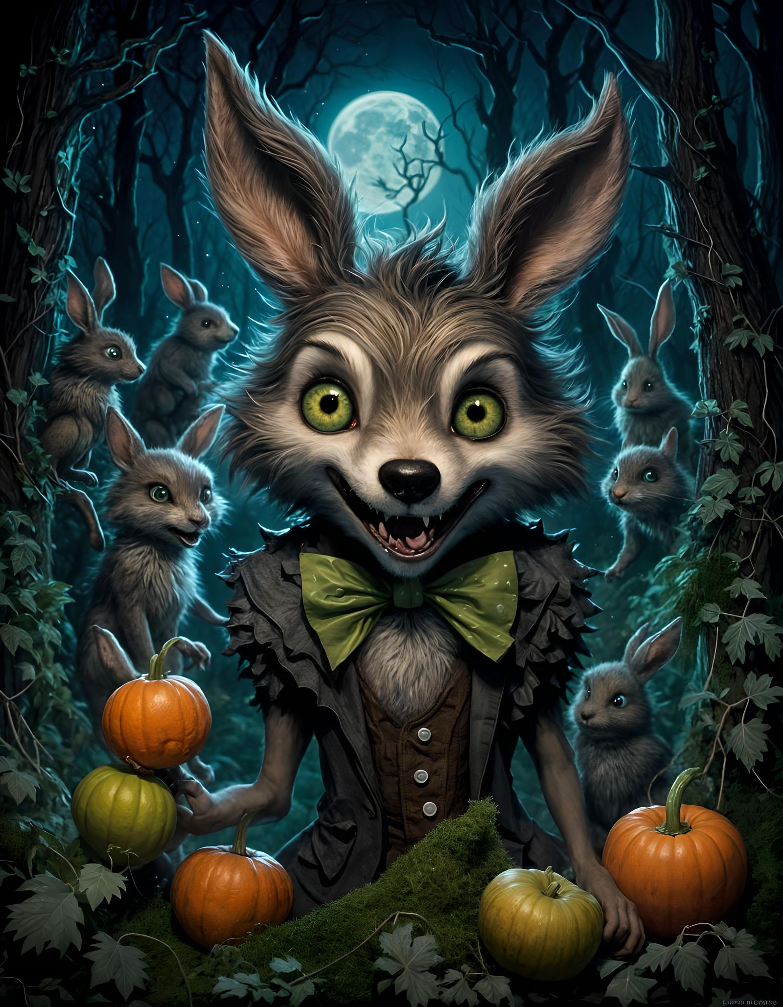 Cute Werewolf Attacks Carrot on Spooky Night