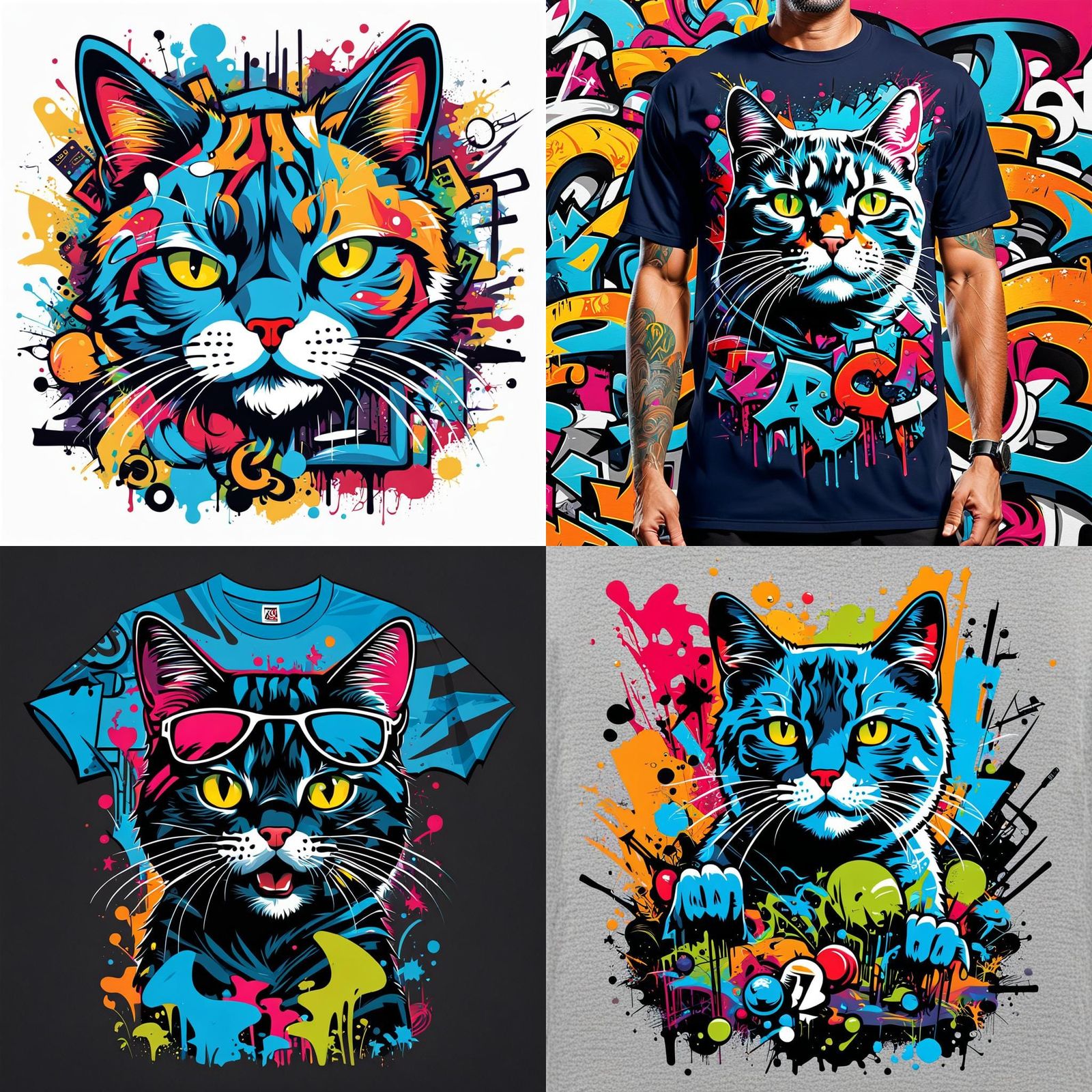 Graffiti Art Cat T-Shirt Design