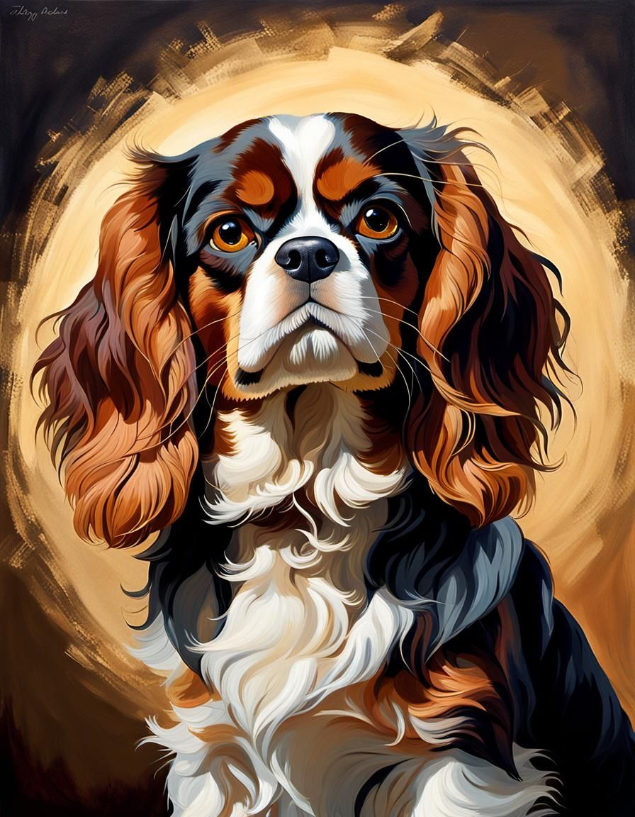 Cavalier King Charles Spaniel Portrait in Rembrandt Style