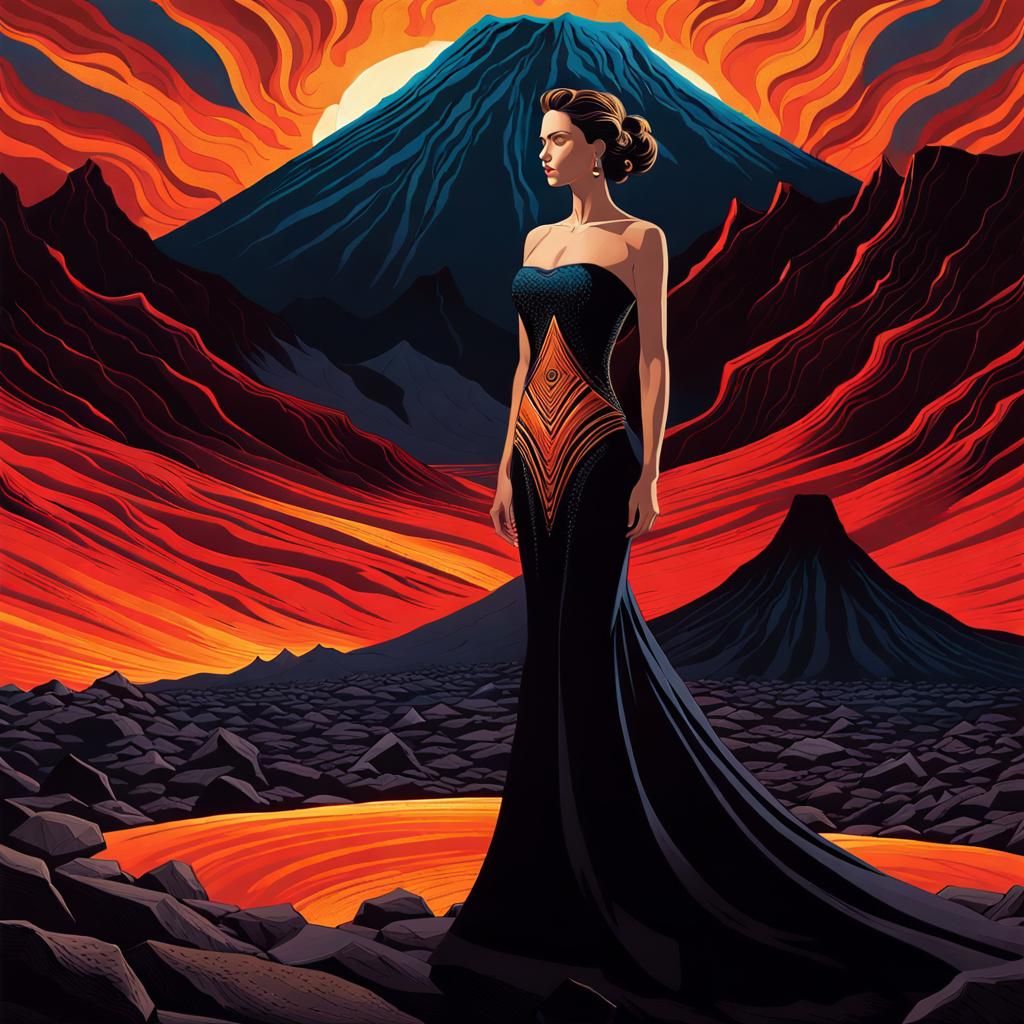 Volcanic Woman: A Maximalist Landscape in Kuklinski Style
