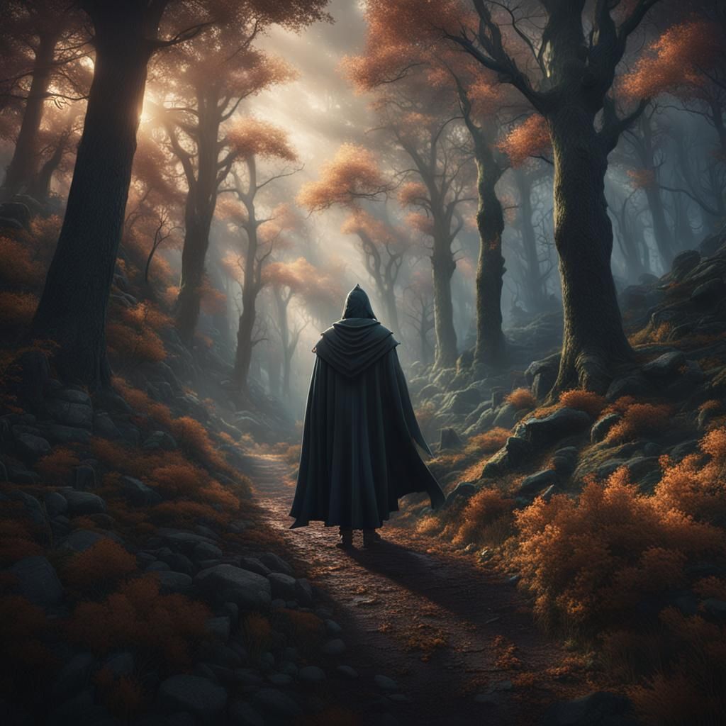 Wolves Follow a Mysterious Figure in Forest