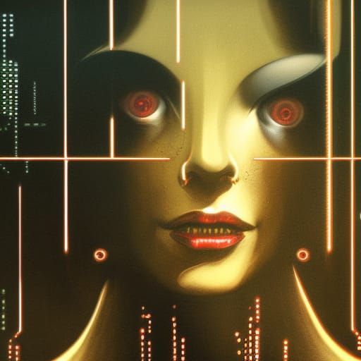 Cyberpunk Hacker in Dystopian City with Biopunk Elements