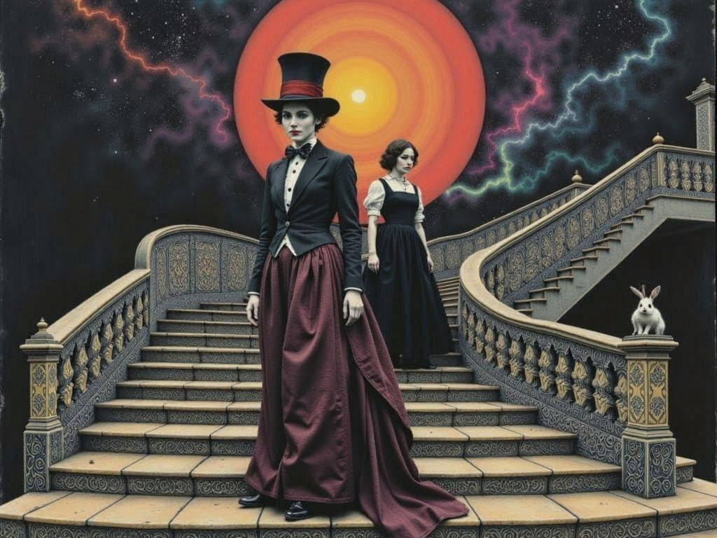 Queen of Hearts, Mad Hatter, M.C. Escher Style