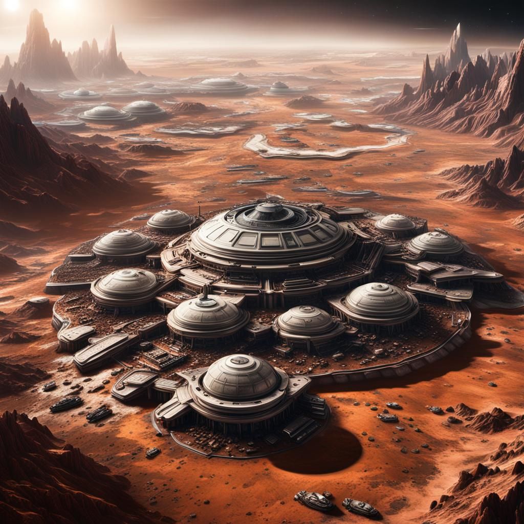 Human Colony on Terraformed Mars: Digital Matte Painting