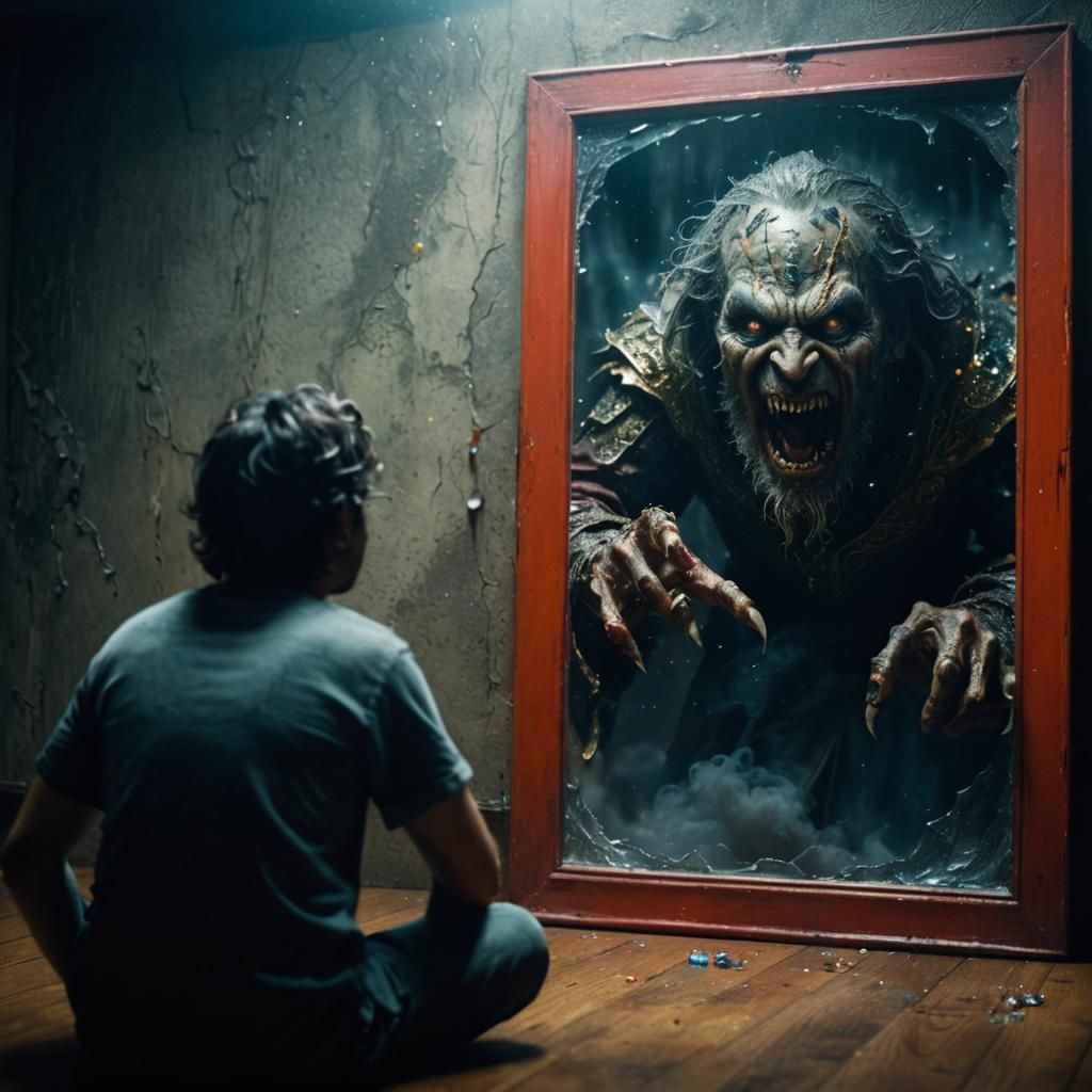 Sinister Horror Portrait in Hyperrealistic Style