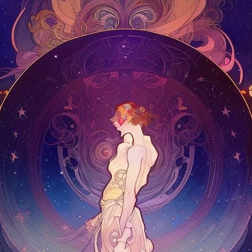 Village Under Aurora Borealis in Watercolor Style