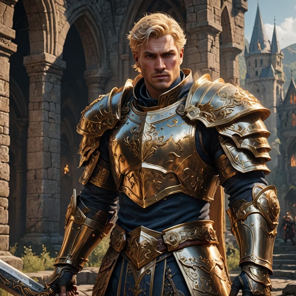 Blonde Paladin Concept Art in 8k Resolution