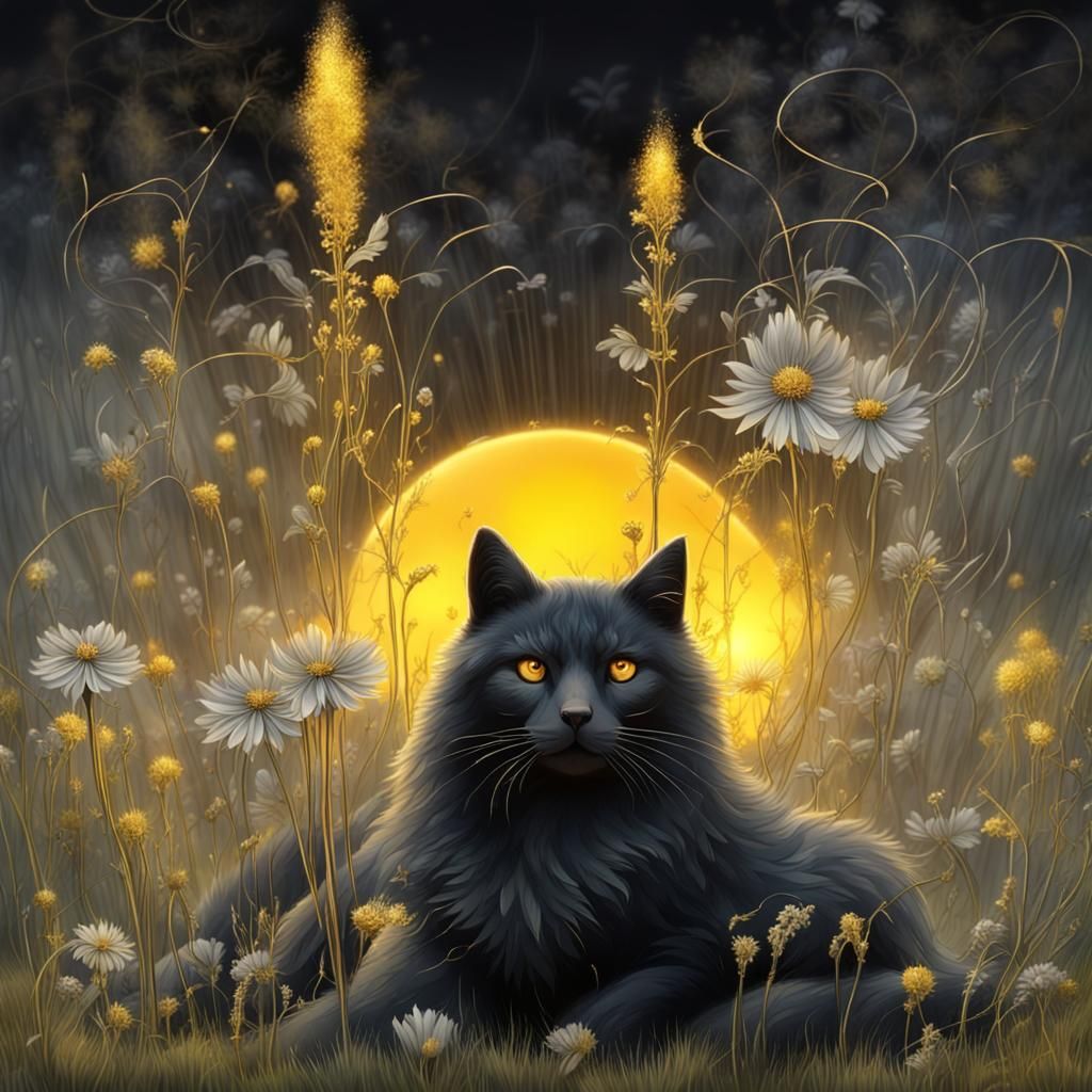 Golden and Silver Meadow with Metallic Light