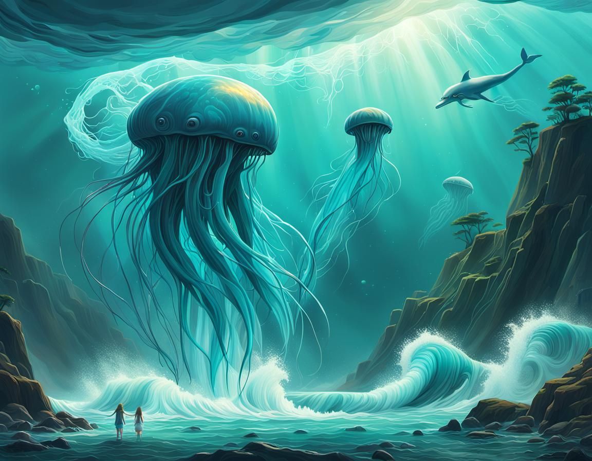 Water Spirit Rising: Graffiti Art Ocean Scene