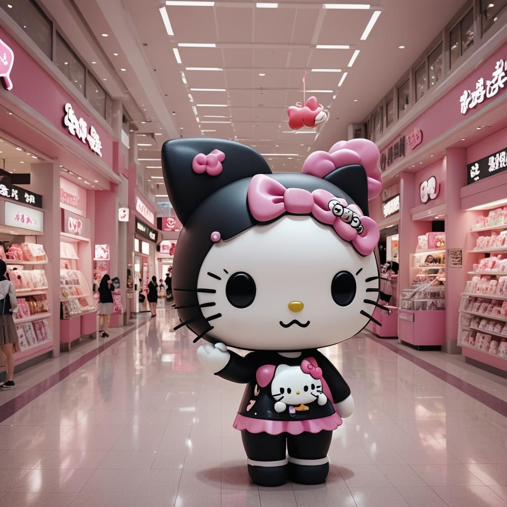 Kuromi and Hello Kitty in 3D Mall Scene