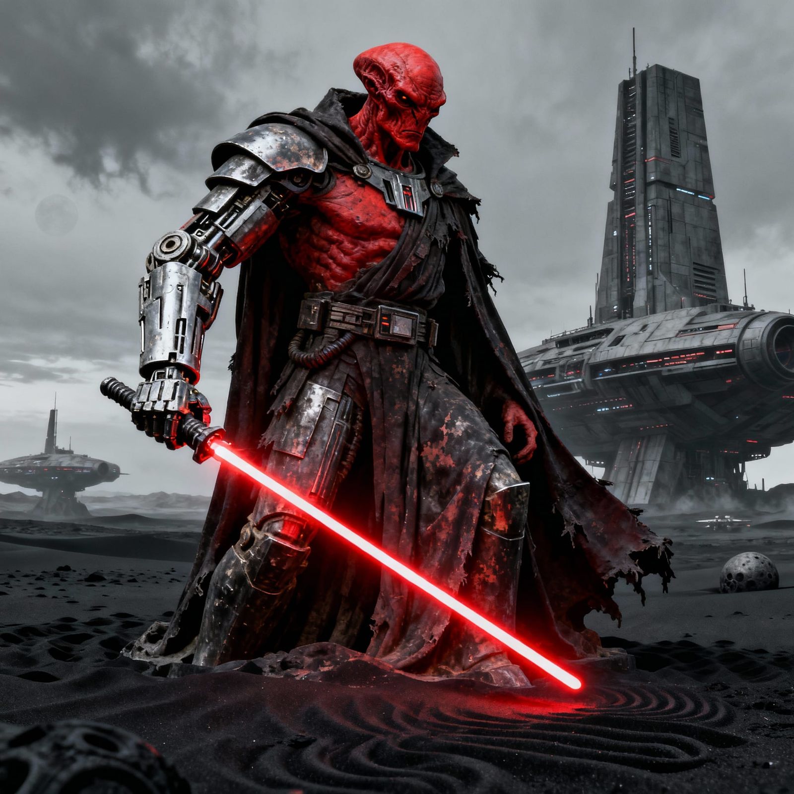 Crimson Sith Lord on Desert Planet Statue