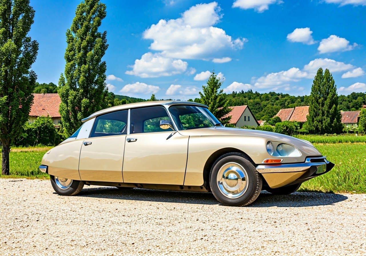 Citroën DS in Anime-Inspired Countryside