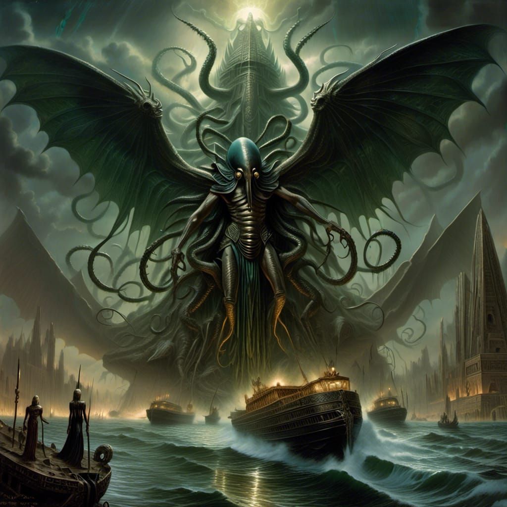 Amazonian Scarab Fairy over Nile in Eldritch Style