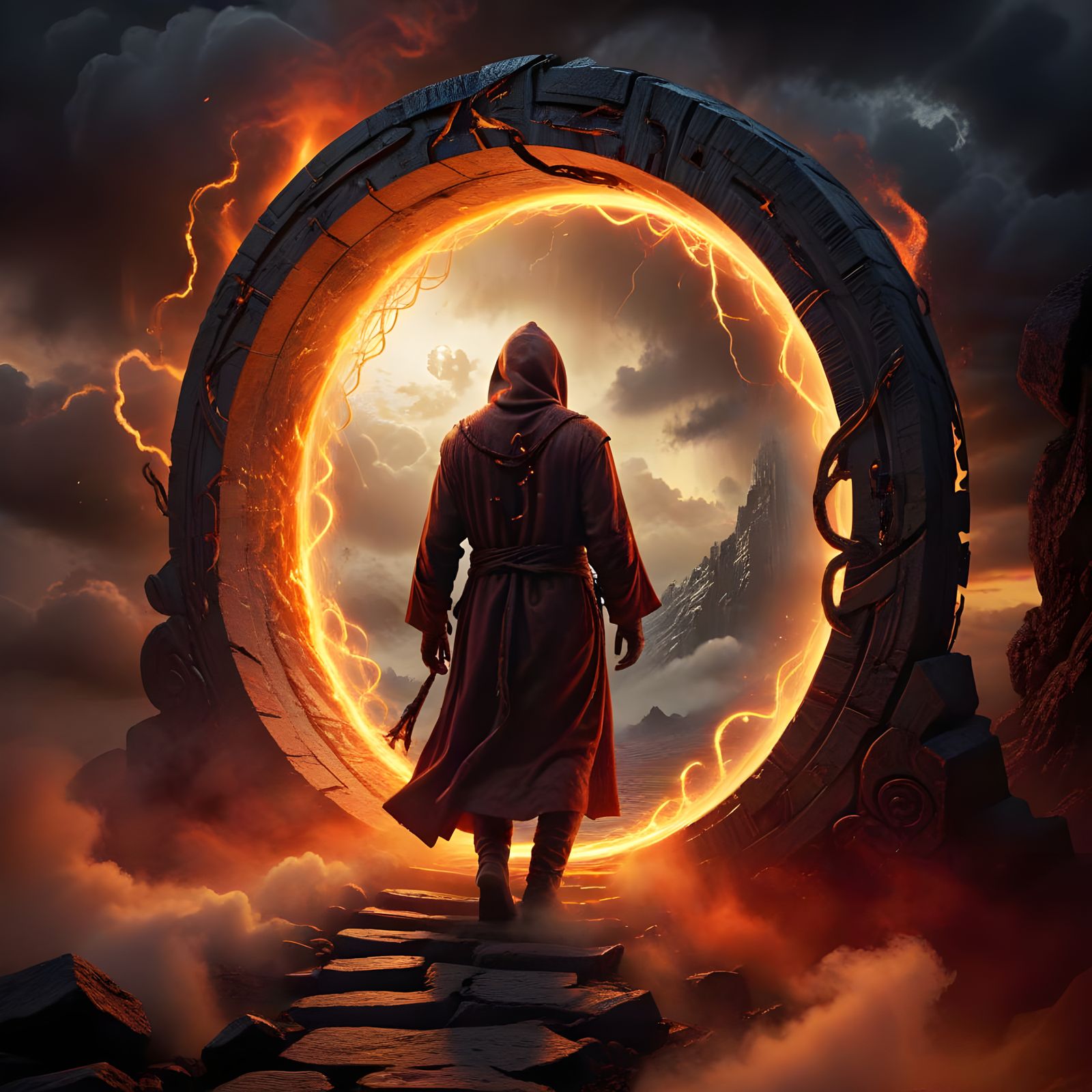 Portal to Another Dimension in Gustave Doré Style