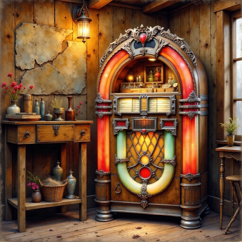 In the corner of the bar there stands a jukebox With the best of country music, old and new.