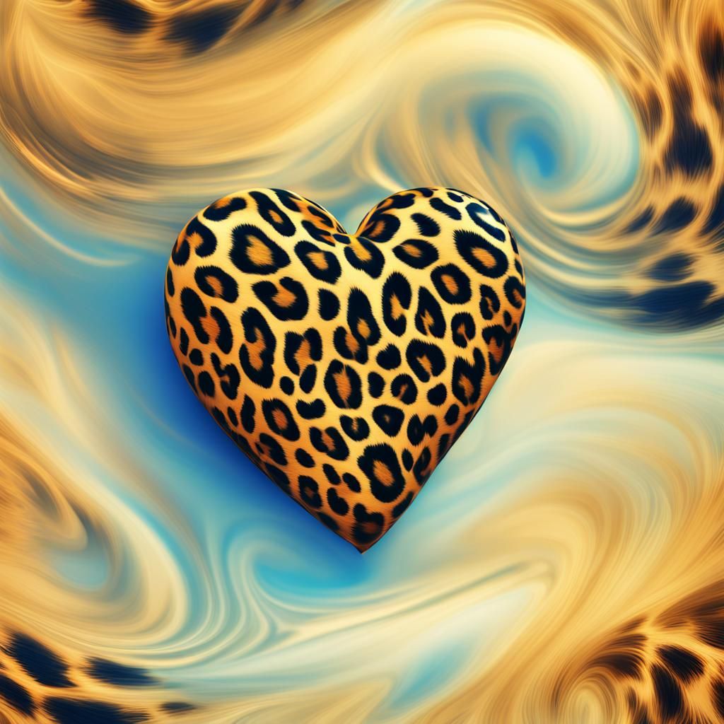 Leopard Fur Heart in Surreal Digital Art