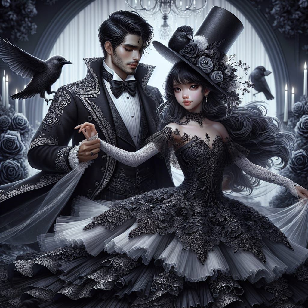 Vampire Dances With Witch in Mystical Garden Ballroom