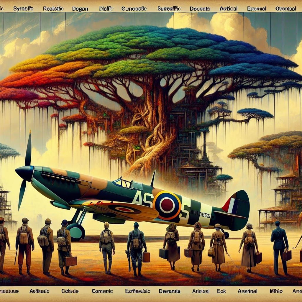 1930s Pilots Under Ancient Trees: A Blend of Styles