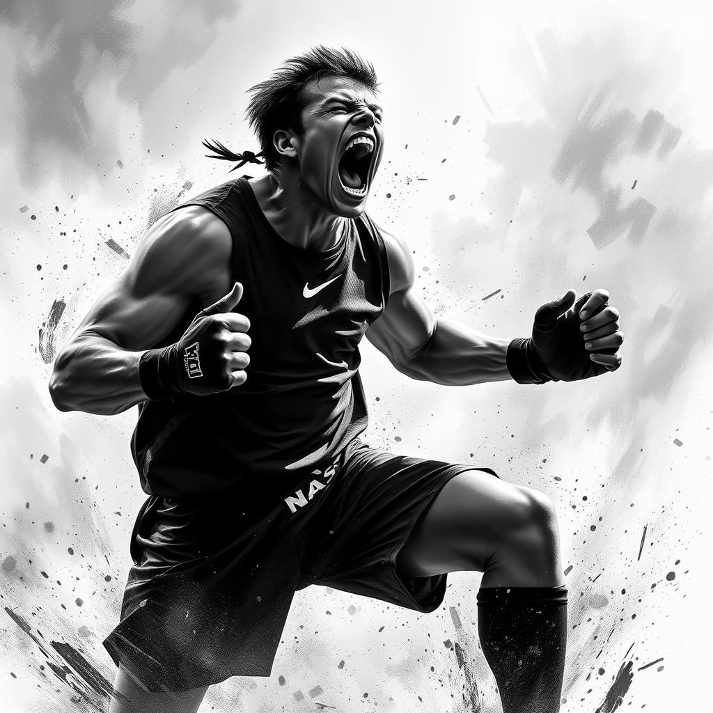 Triumphant Athlete in Dramatic, High-Contrast Scene
