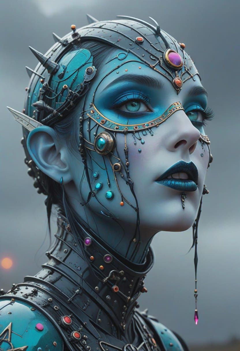 Goth Princess Knight with Sci-Fi Spaceship Armor