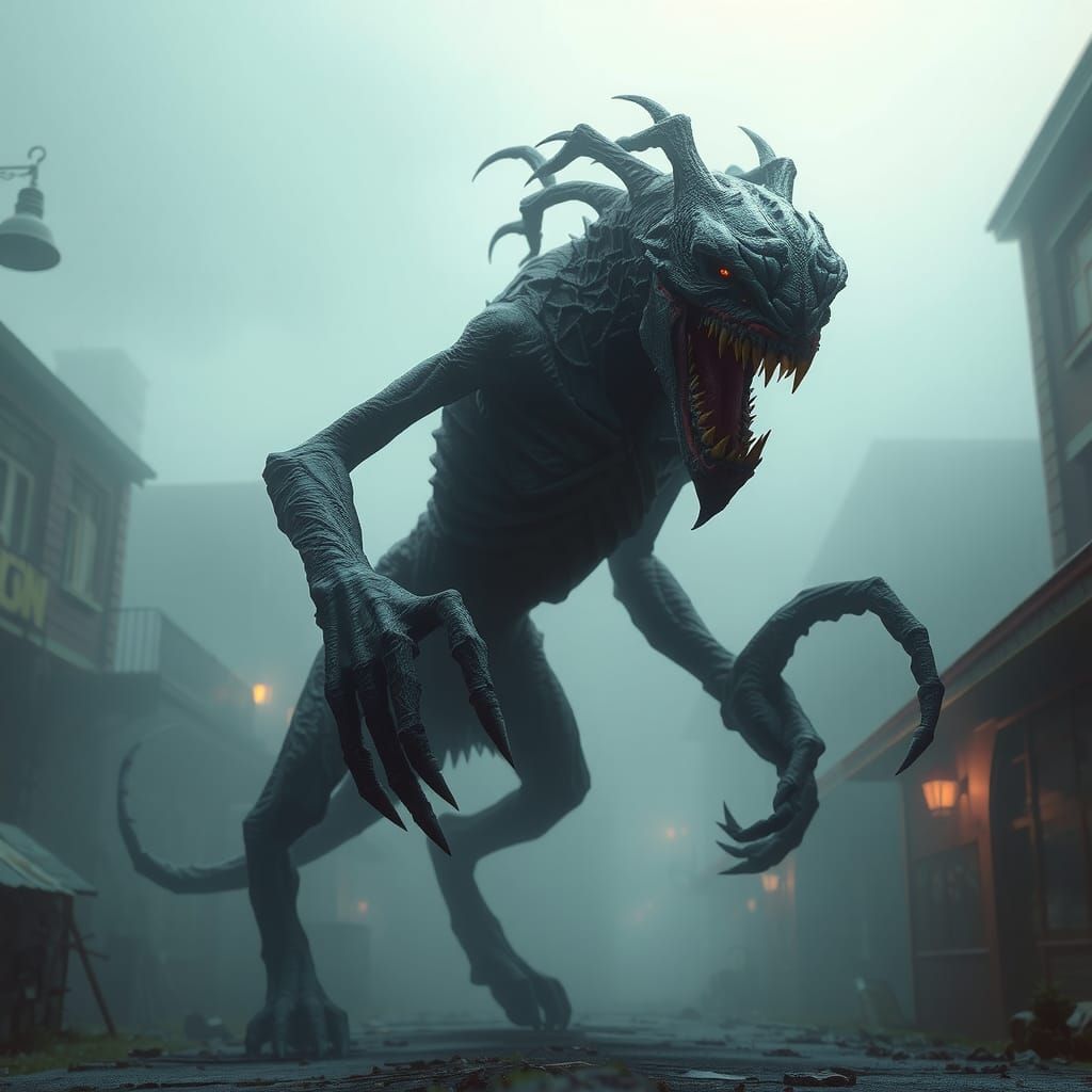 Grotesque Monster in Silent Hill: Matte Painting