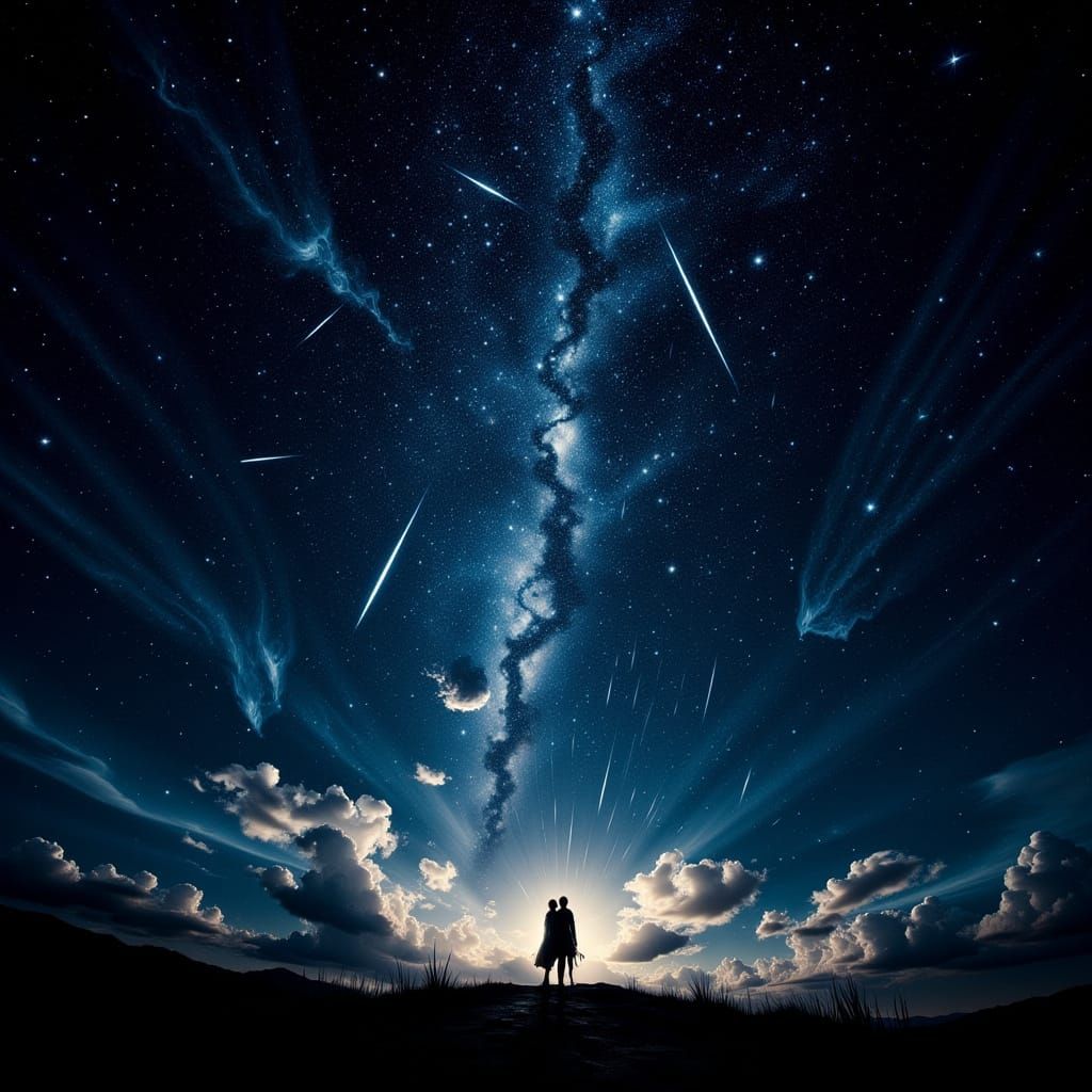 Ethereal Meteor Shower in Cinematic Hyperrealism