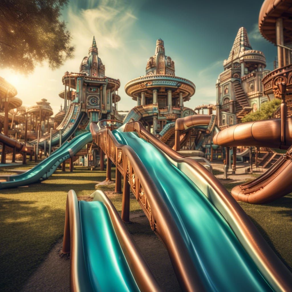 Futuristic Aztec City Park in Hyperrealistic Style