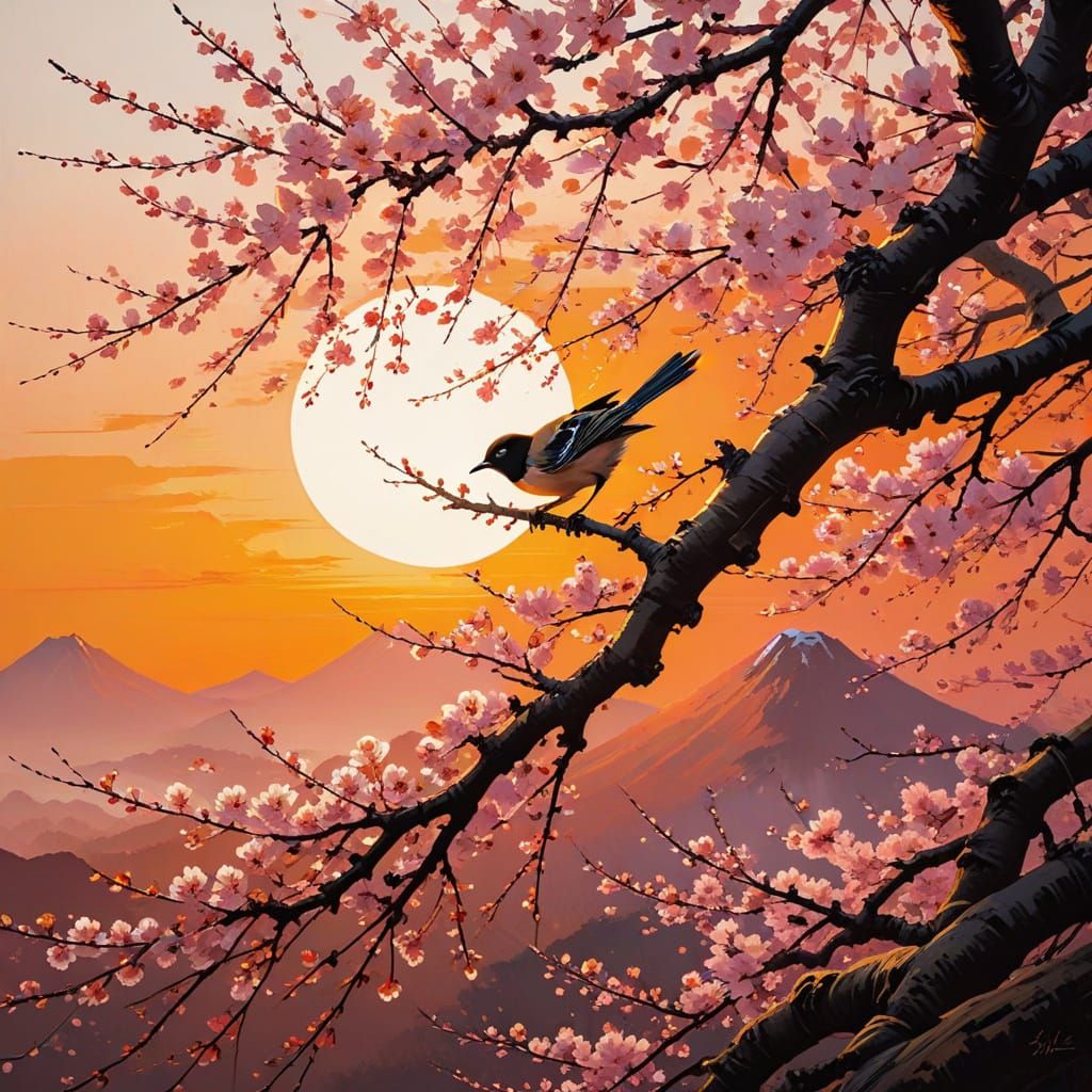 Surreal Blossom Tree in Vibrant Abstract Style