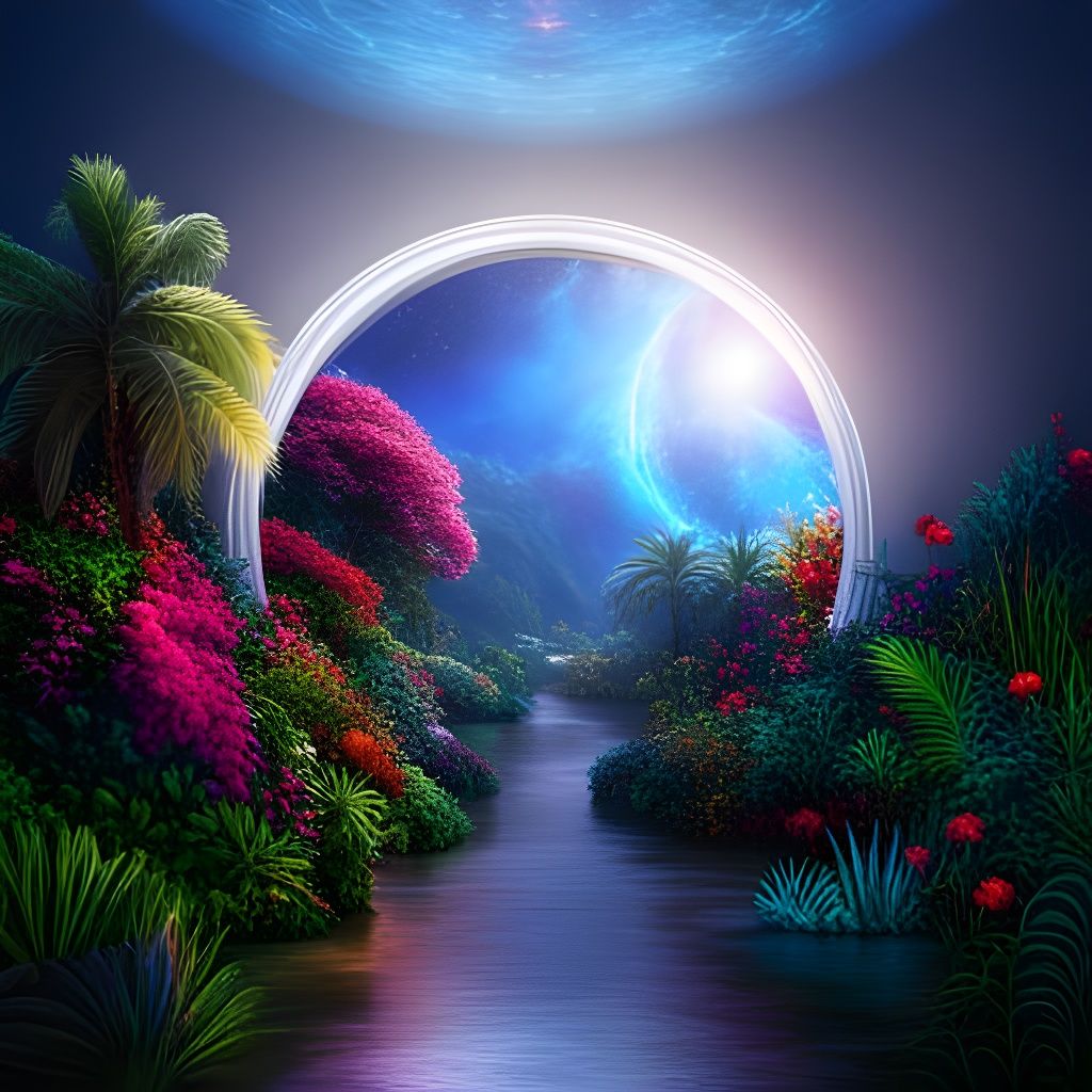Futuristic Spaceship Botanical Garden with Cosmic View