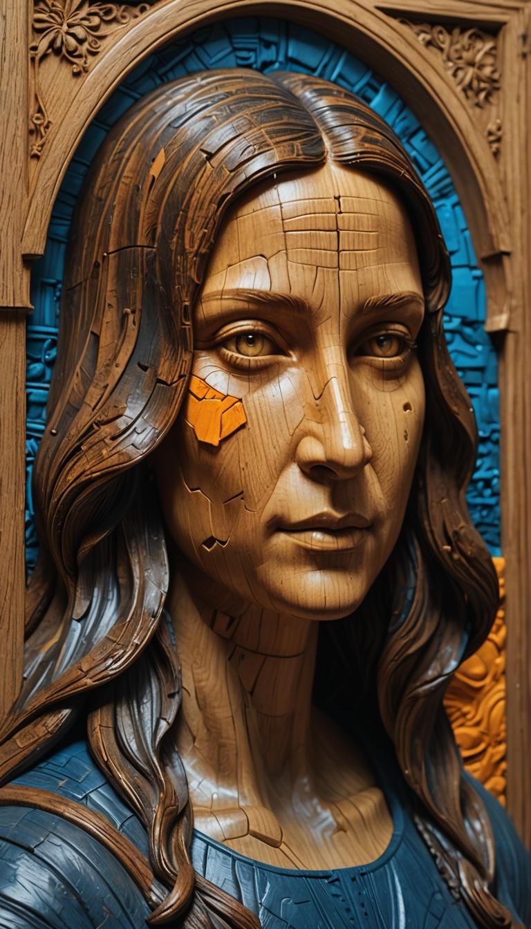 Mona Lisa Wood Carving Concept Art
