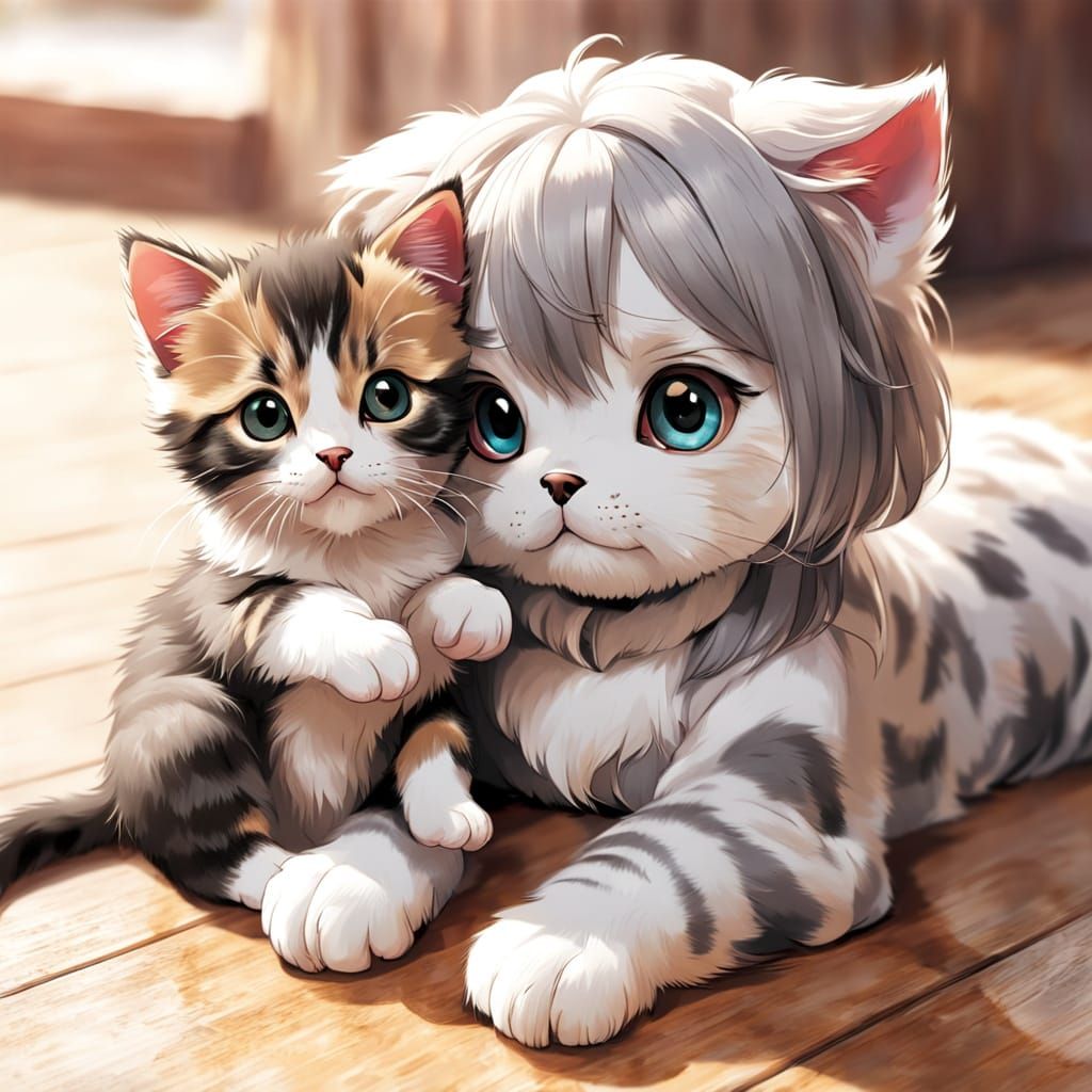 a cute cuddly pup dog girl a cute cuddly kitten