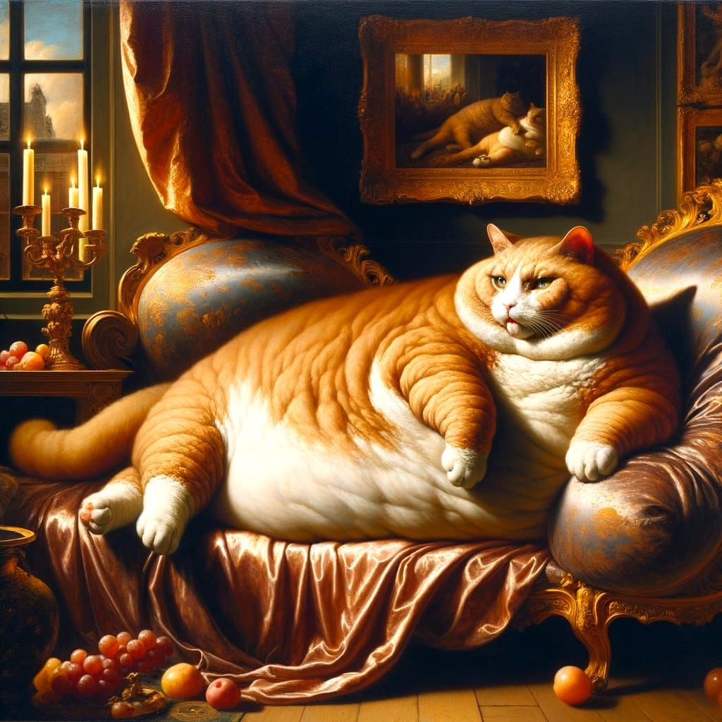 Rubenesque Feline Majesty in Baroque Splendor