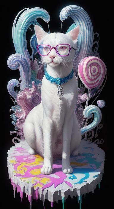 8k resolution astral cosmic candyland  with dogs and cats and rabbits all white mixed media <3>