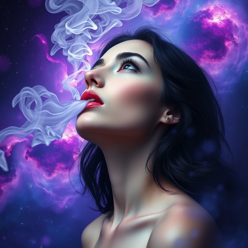 Galactic Goddess in Swirling Smoke