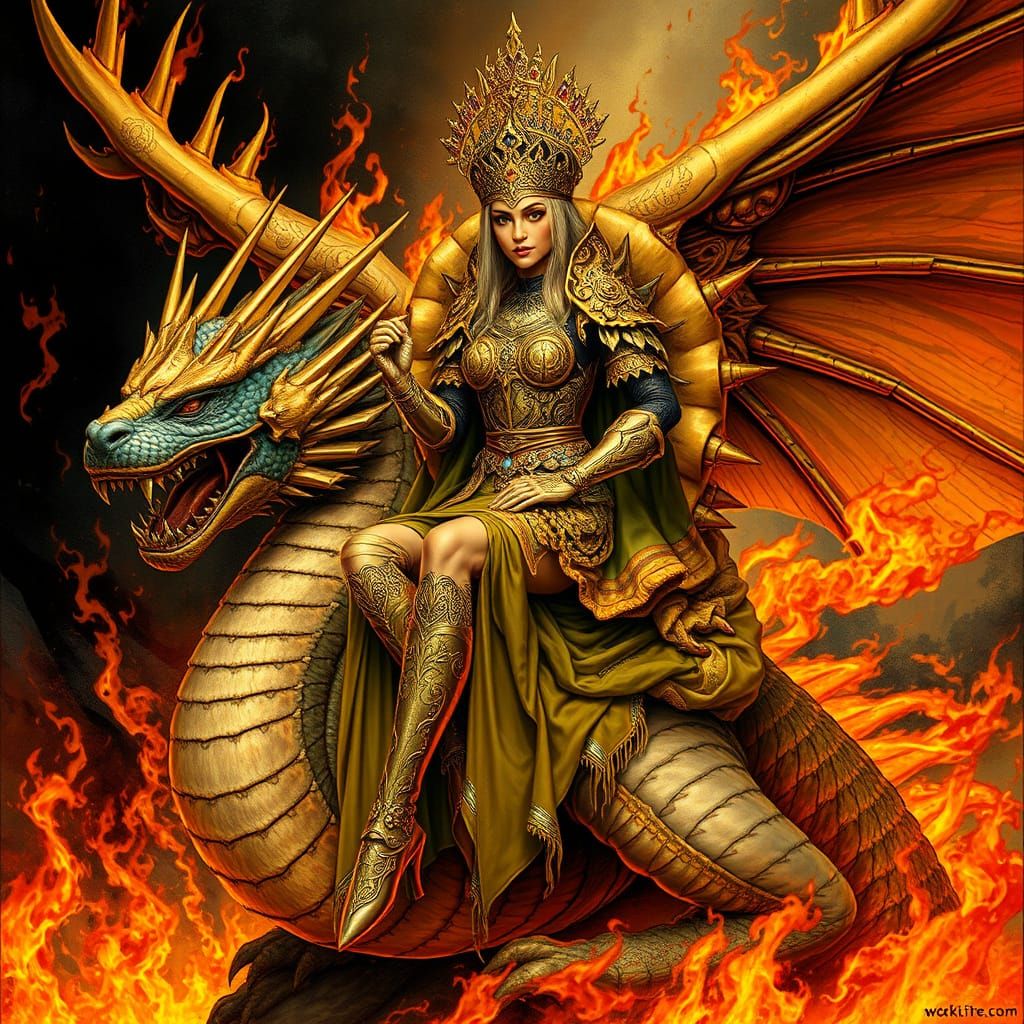 AI Dragon Queen: Majestic Fantasy Art