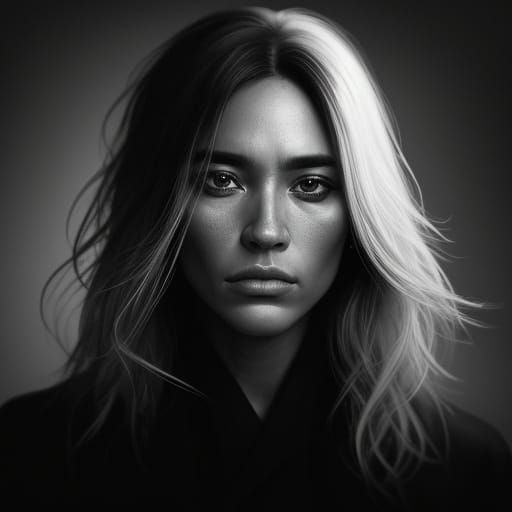 Hyperrealistic Black and White Portrait