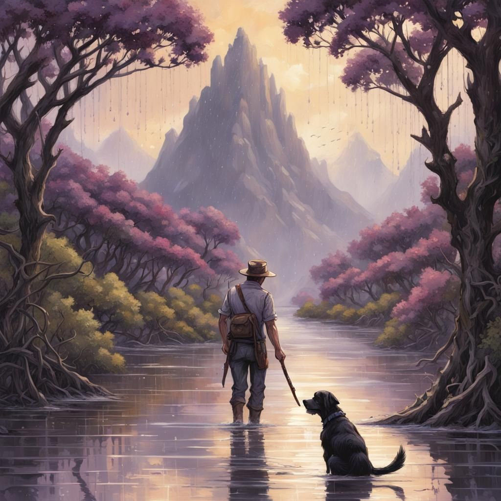 Mangrove Mountain Landscape in Dreamy Digital Art