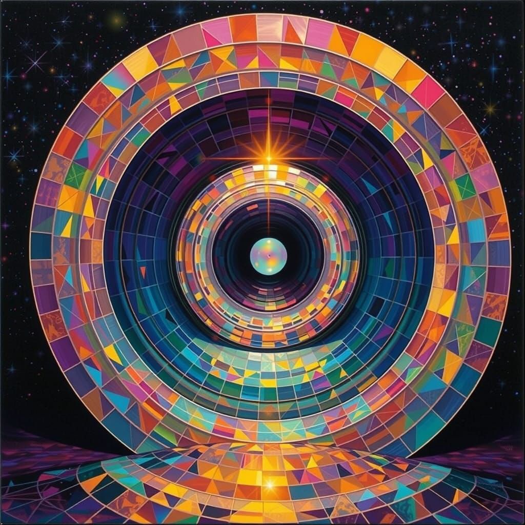 Brilliant Faceted Gemstone in Starry Field