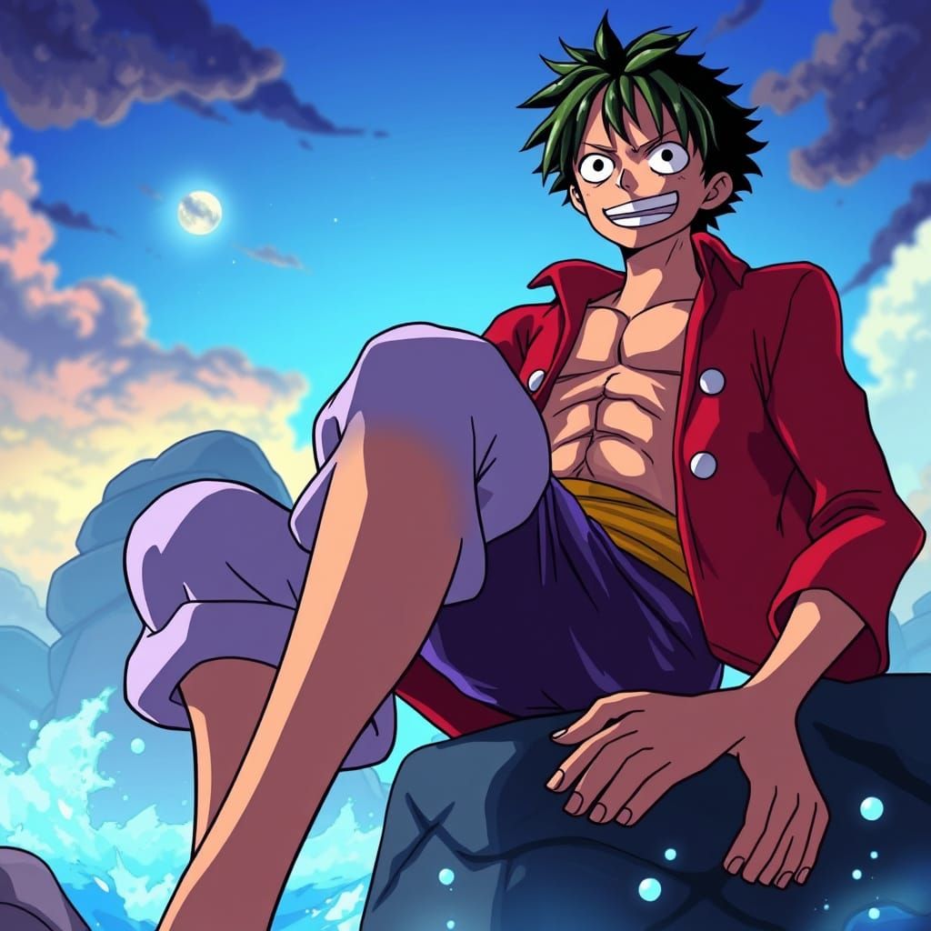 Luffy from One Piece in Cel-Shaded Anime Style