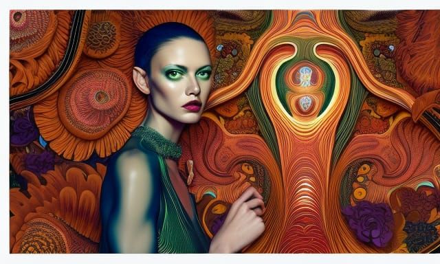 Ornate Mushroom Portrait in Fashion Magazine Style