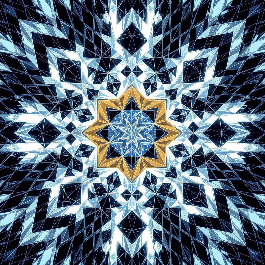 Symmetrical Abstract Geometric Art in Surreal Style