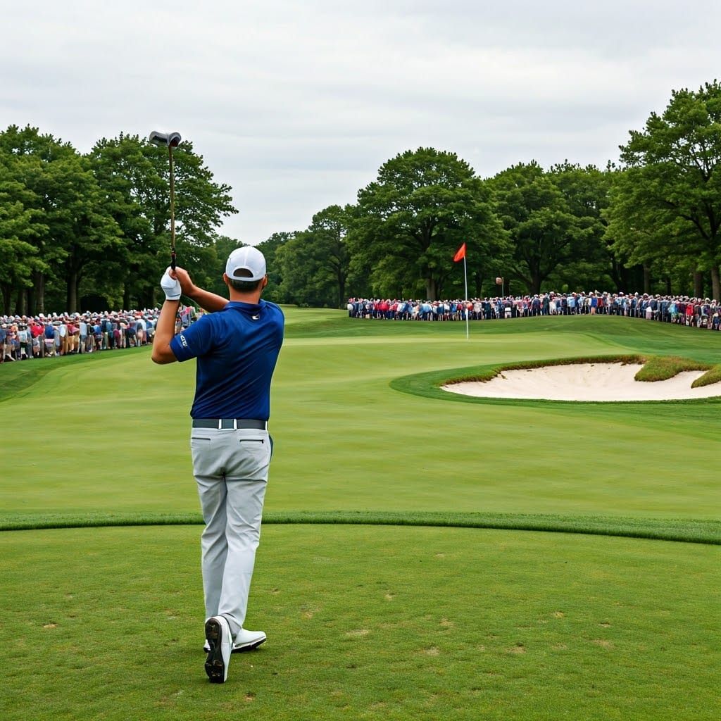 Golfer Teeing Off on Par 3, Natural Lighting