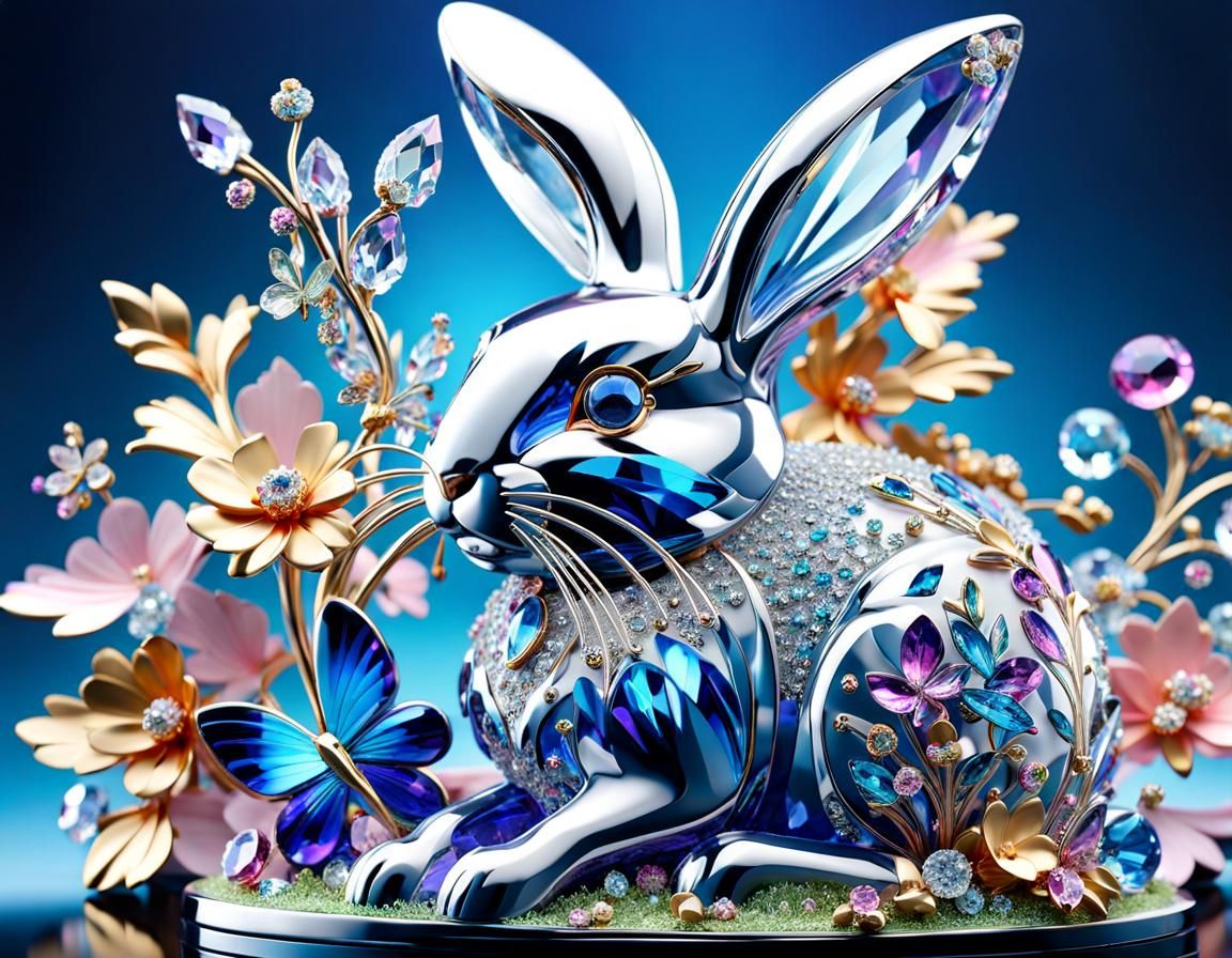 Crystal Swarovski Bunny in Fantasy Landscape