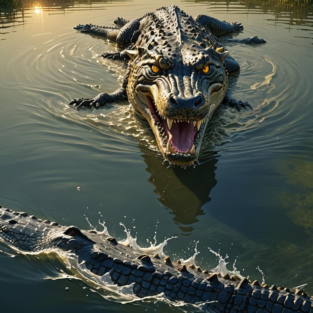Crocodile Ambush: River Predator Concept Art