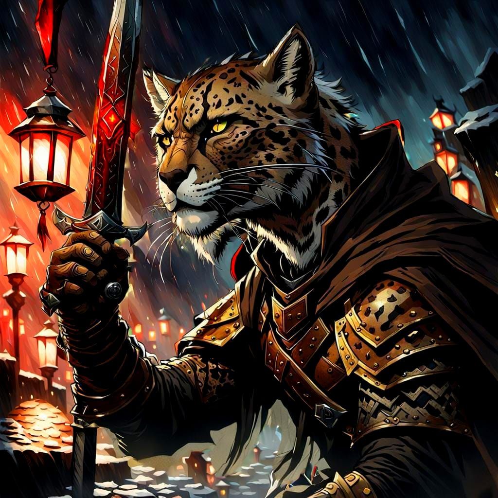Leopard Khajiit Rogue in Skyrim Style