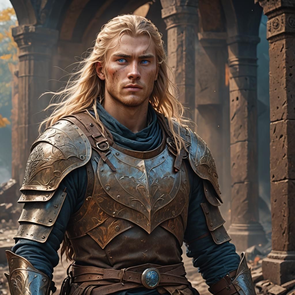 Young Warrior in Rusty Armor: Fantasy Concept Art